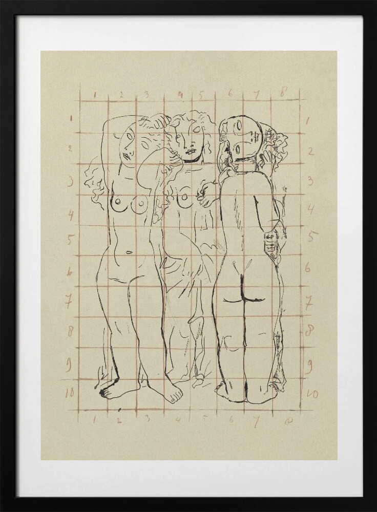 Schets Van Drie Naakte Vrouwen - Art Print by Leo Gestel