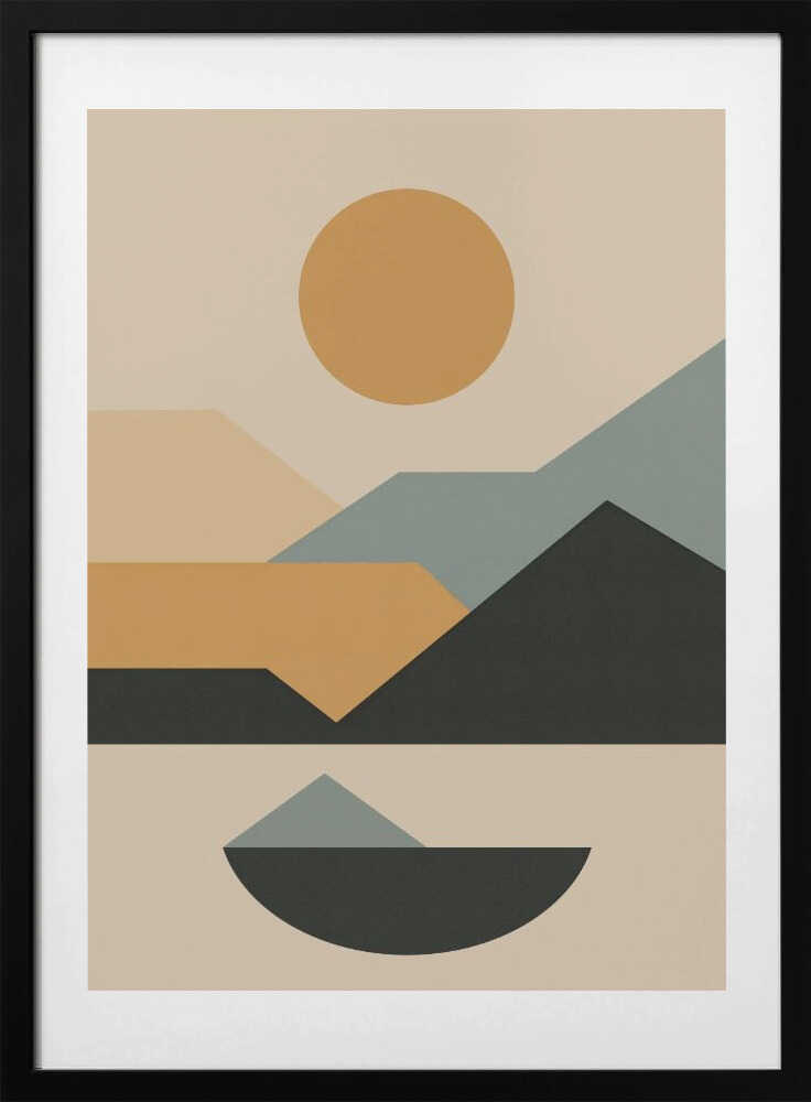 Geometric Mountain Landscape retro - Art Print by Little Dean