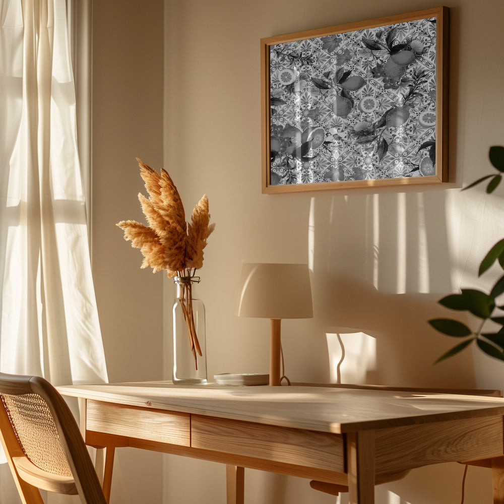 Mediterranean Summer Black and White - Art Print by Sue Skellern