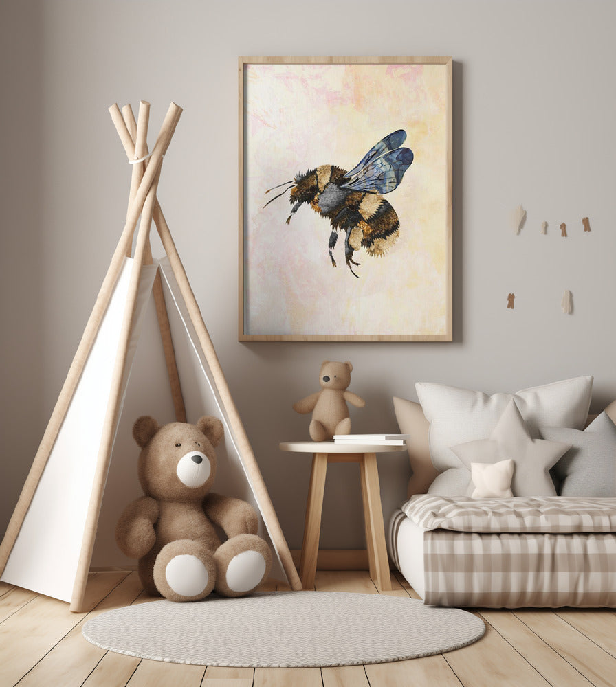 Grunge Watercolour Bee - Art Print by Sarah Manovski