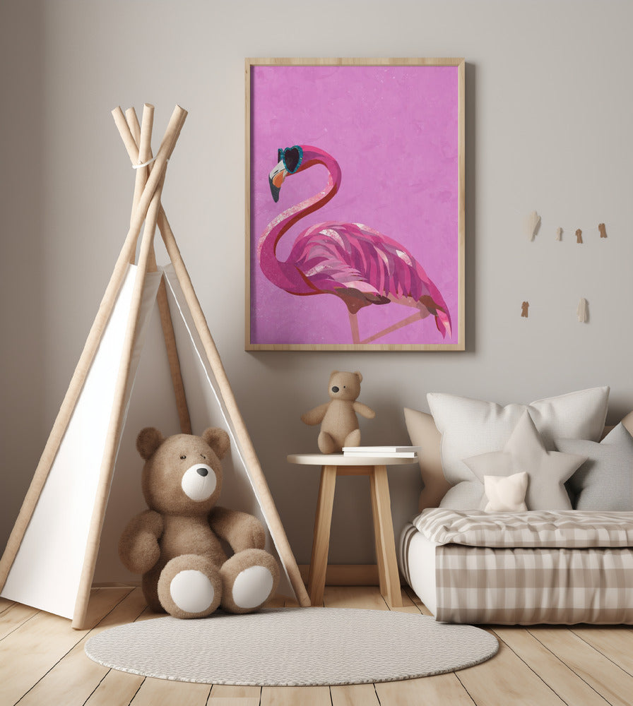 Magenta Metallic Flamingo - Art Print by Sarah Manovski