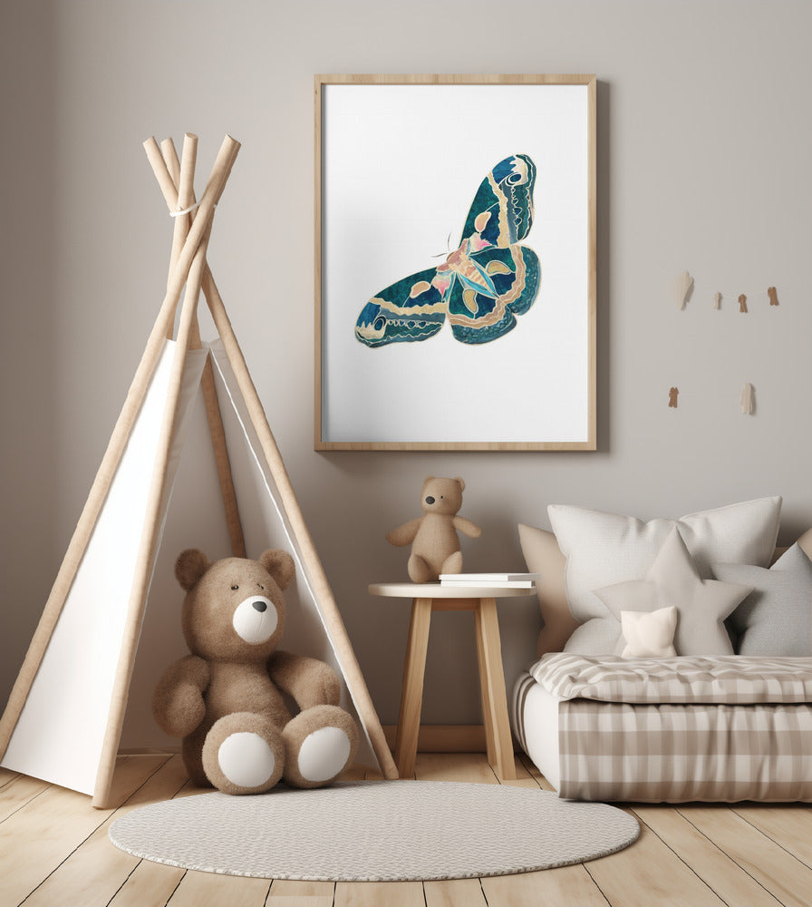 Green White Moth Butterfly - Art Print by Sarah Manovski