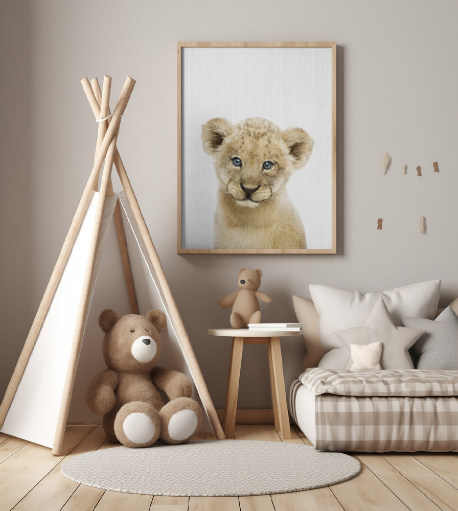 Peekaboo Baby Lion - Art Print by Lola Peacock