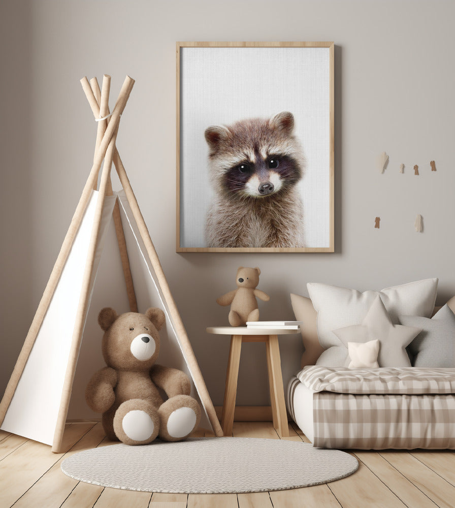 Peekaboo Raccoon - Art Print by Lola Peacock