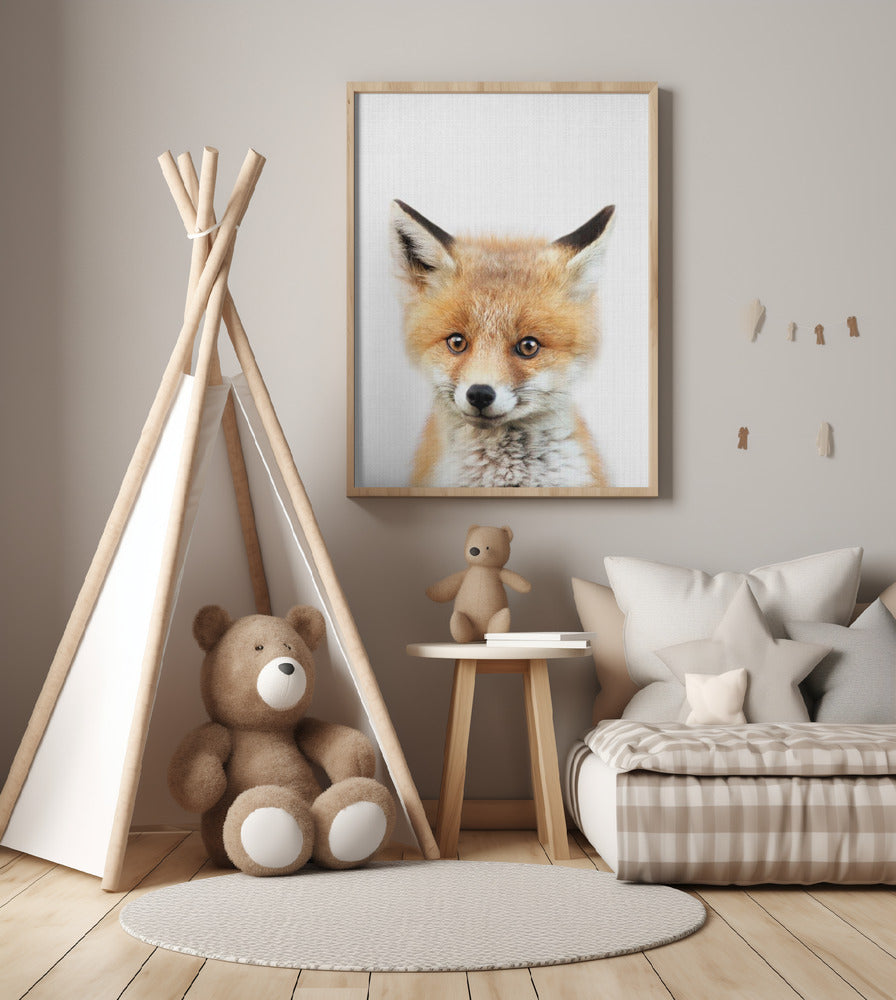 Peekaboo Baby Fox - Art Print by Lola Peacock