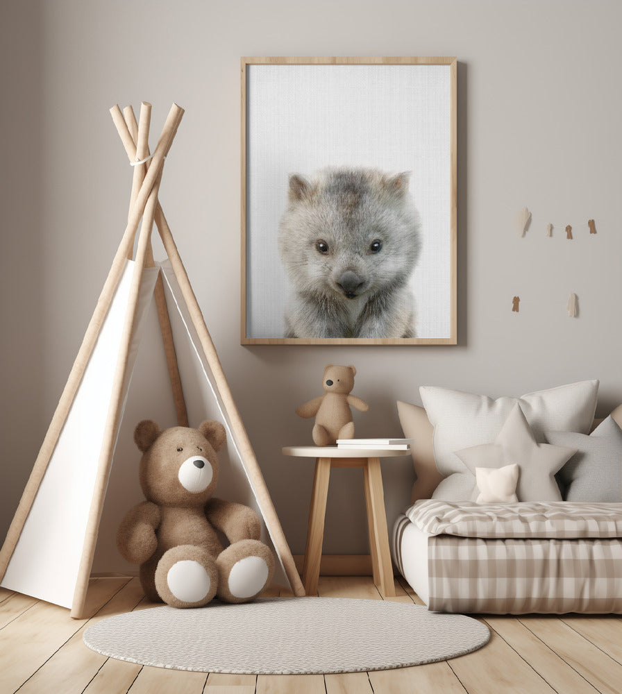Peekaboo Baby Wombat - Art Print by Lola Peacock