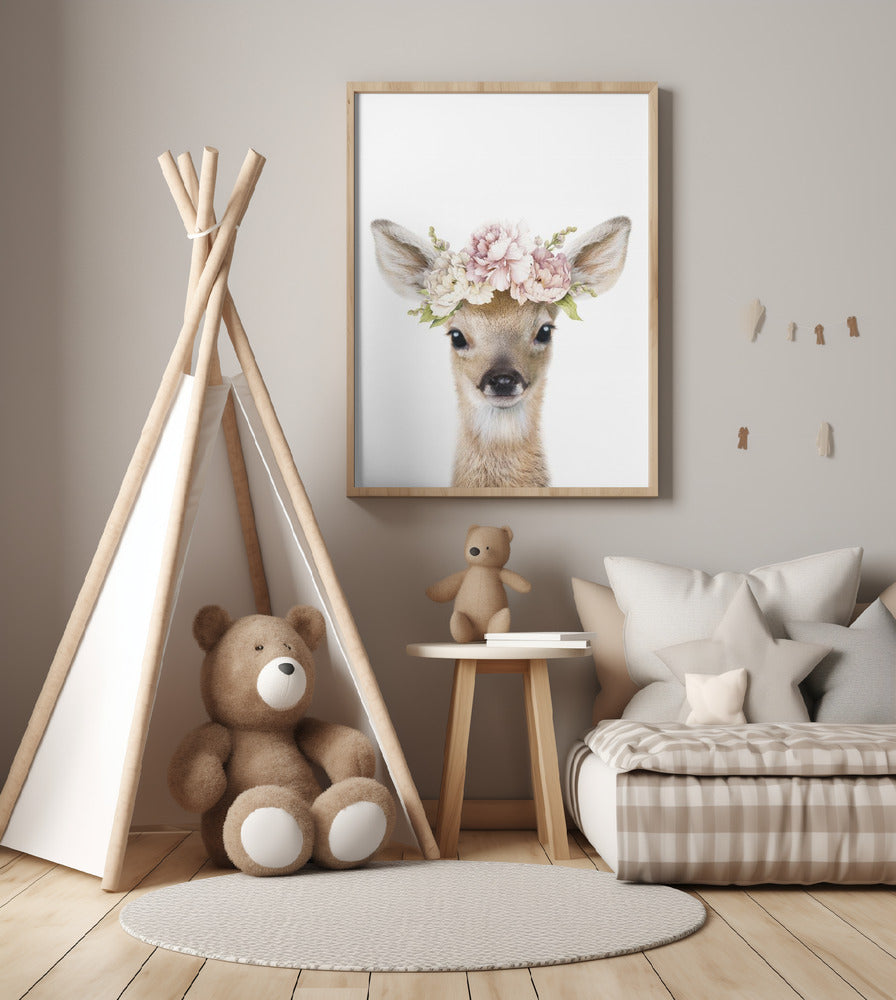Floral Baby Deer - Art Print by Lola Peacock