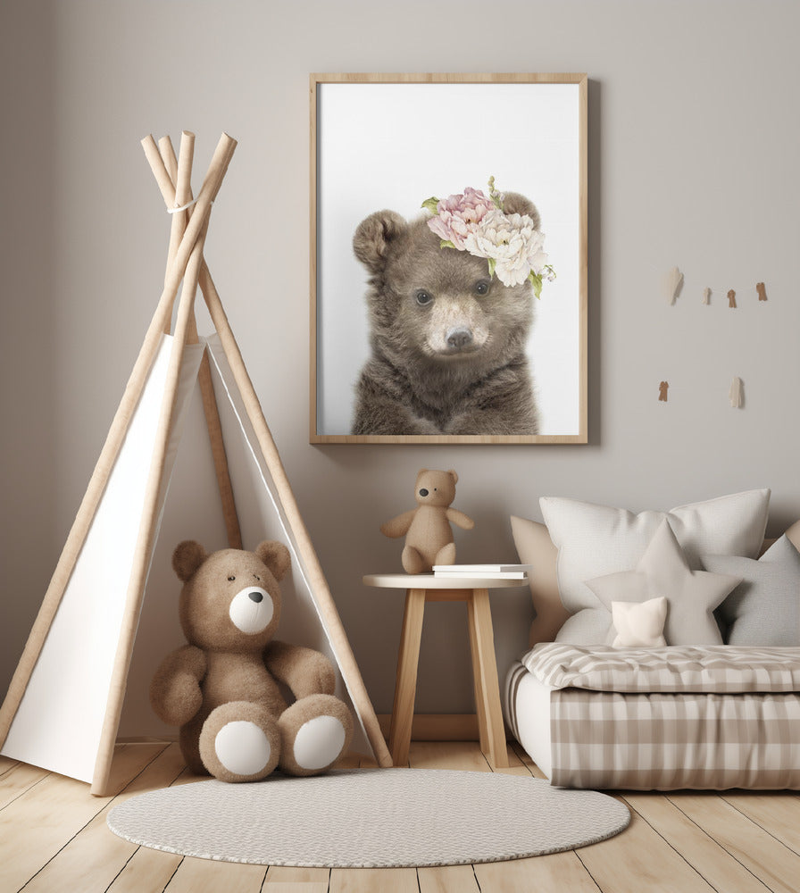 Floral Baby Bear - Art Print by Lola Peacock