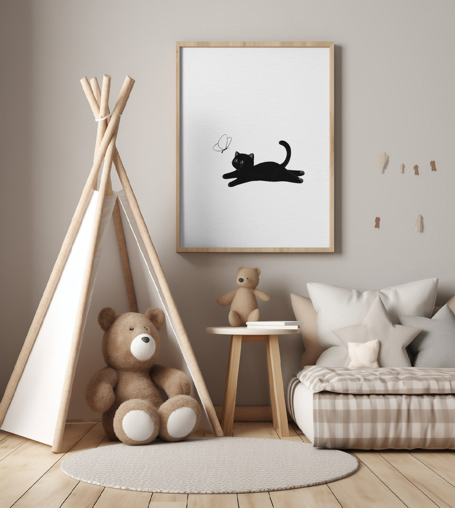 Cute Black Cat - Art Print by Xuan Thai