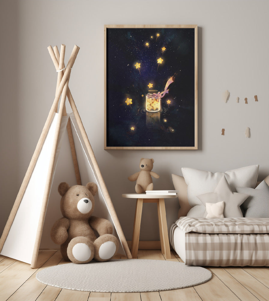 Golden Starlight In Bottle - Art Print by Xuan Thai