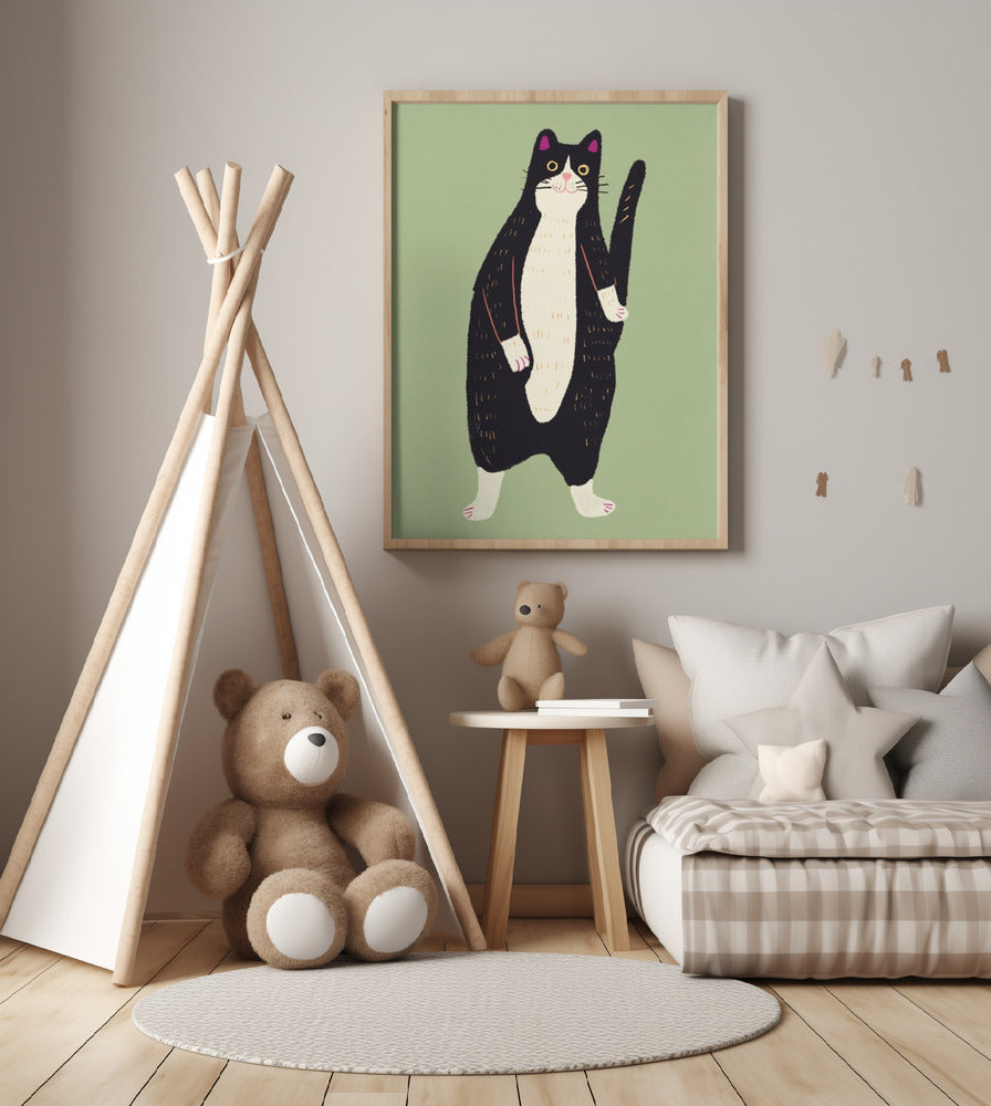 Black and white cat 02 - Art Print by Little Dean