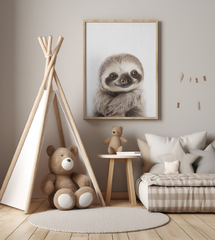 Peekaboo Baby Sloth - Art Print by Lola Peacock