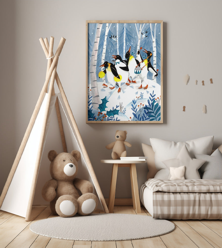Penguins make music in the forest - Art Print by Caroline Bonne Müller