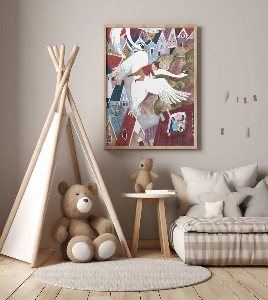 The magical wild geese - Art Print by Caroline Bonne Müller