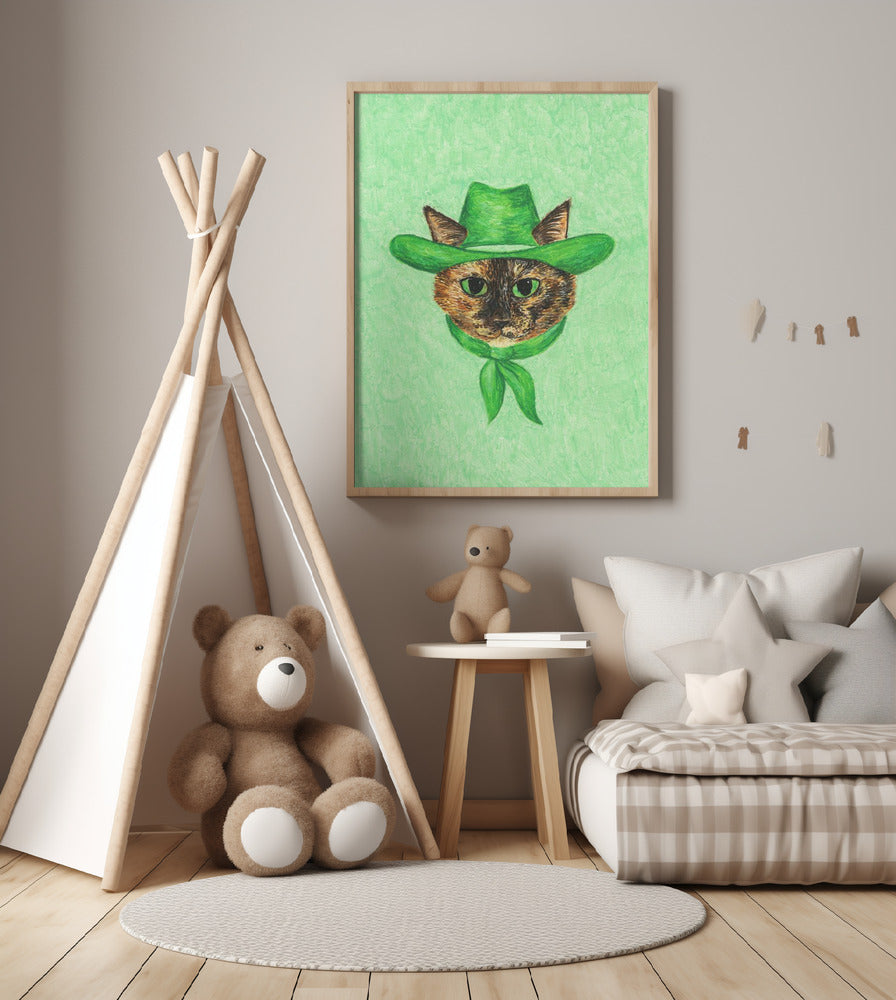 Tilly The Cowgirl Tortie Cat - Art Print by Anyone Can Yeehaw