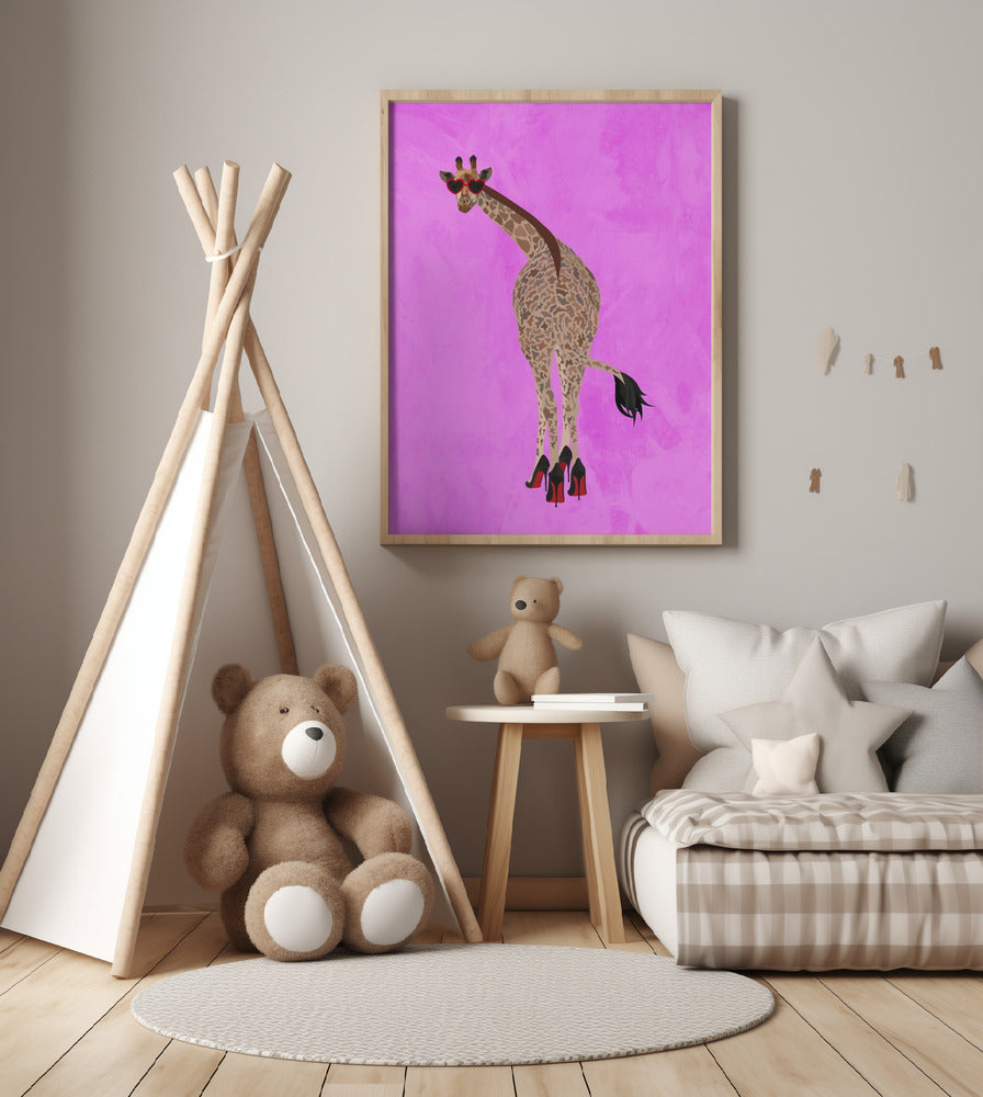 Quirky Giraffe wearing shoes - Art Print by Sarah Manovski