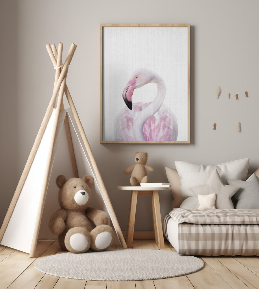 Peekaboo Flamingo - Art Print by Lola Peacock