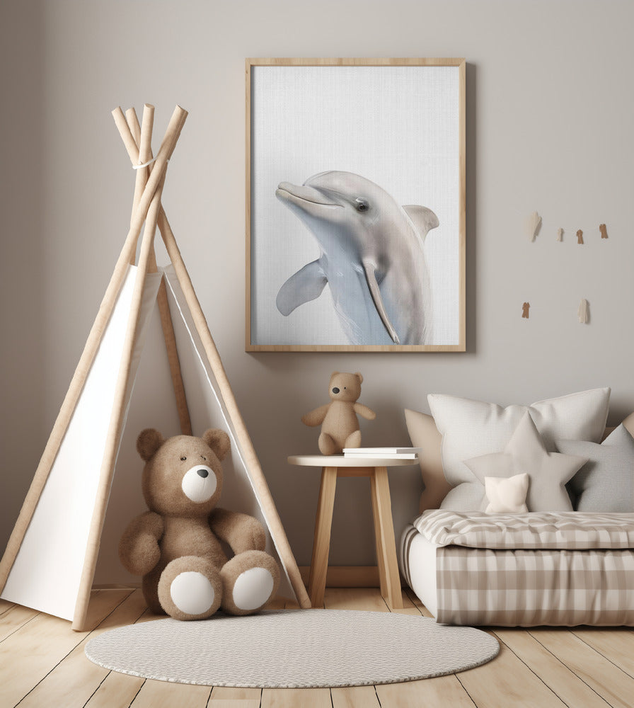 Peekaboo Dolphin - Art Print by Lola Peacock