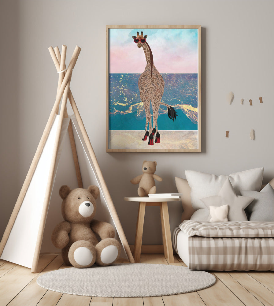 Giraffe on holiday - Art Print by Sarah Manovski