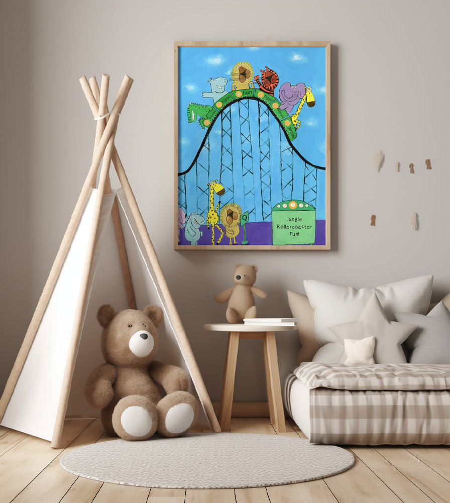 Jungle Animals Whizzing Down the Rollercoaster by Carla Daly - Art Print by Carla Daly