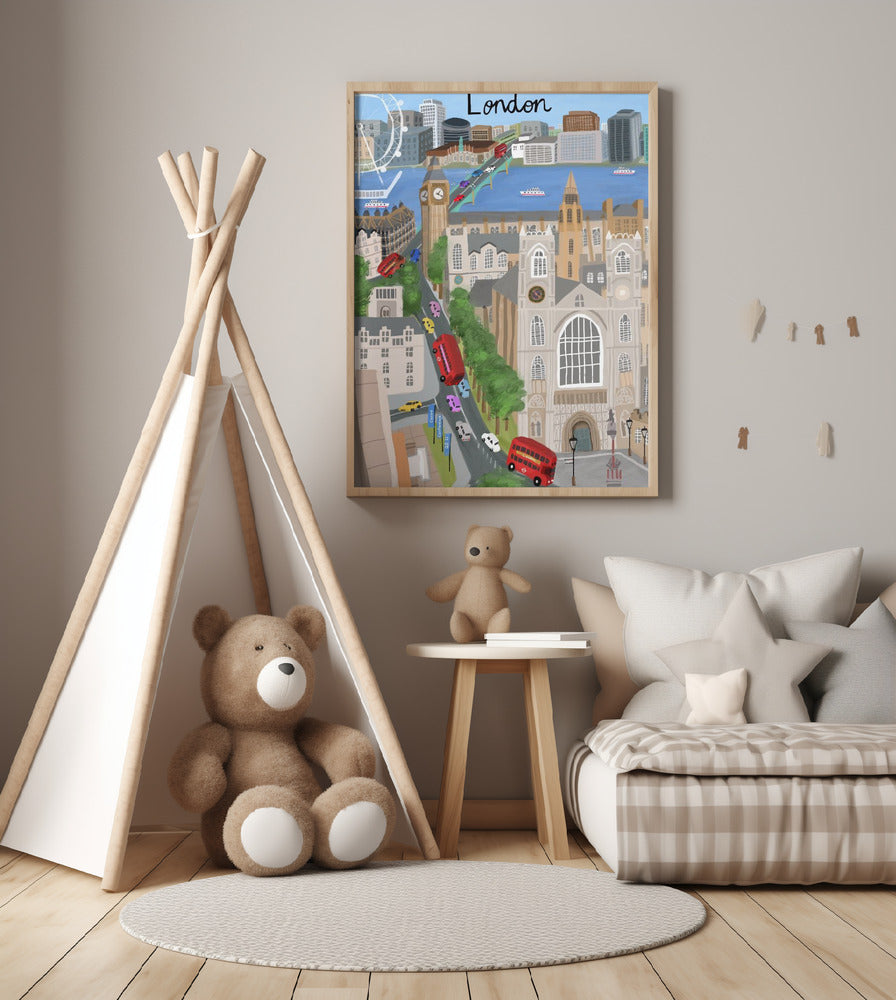 London City with View of the Thames River and Big Ben by Artist Carla Daly - Art Print by Carla Daly