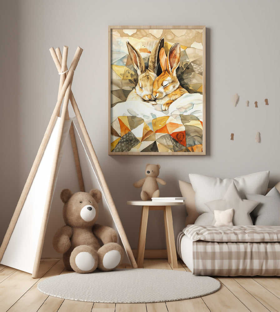 Bunny watercolor animal art 4 - Art Print by Justyna Jaszke