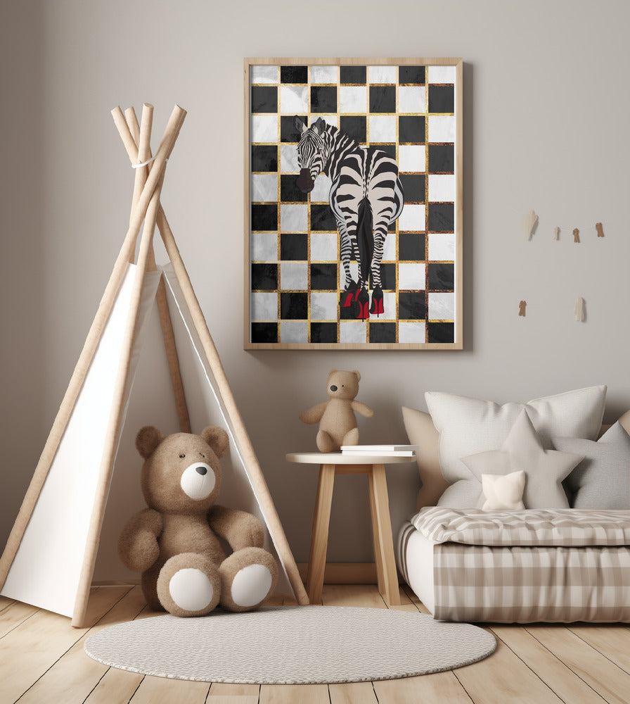 Zebra Heels Checkerboard - Art Print by Sarah Manovski