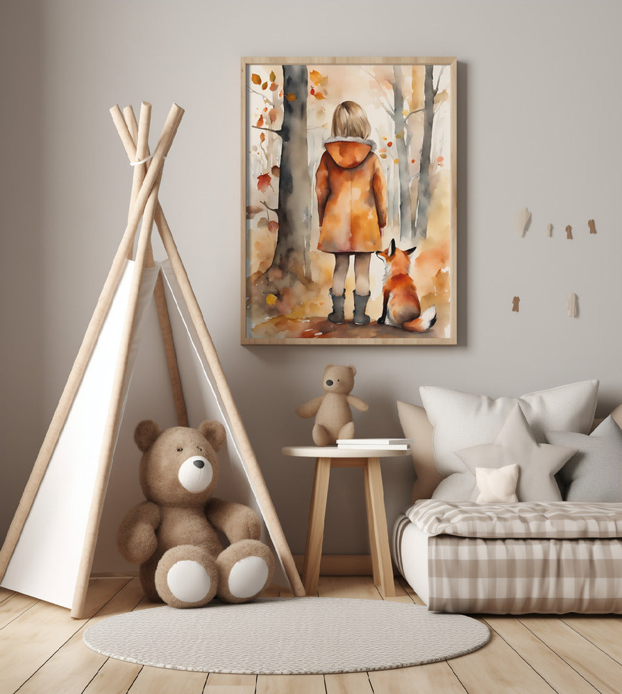 Girl with fox - Art Print by Ohkimiko