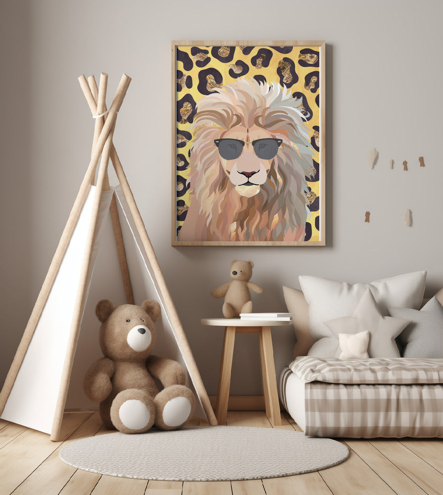 Leopard Print Lion Yellow - Art Print by Sarah Manovski