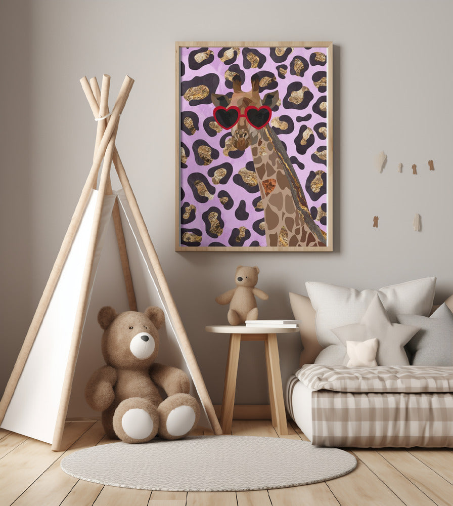 Leopard Print Giraffe Pink - Art Print by Sarah Manovski