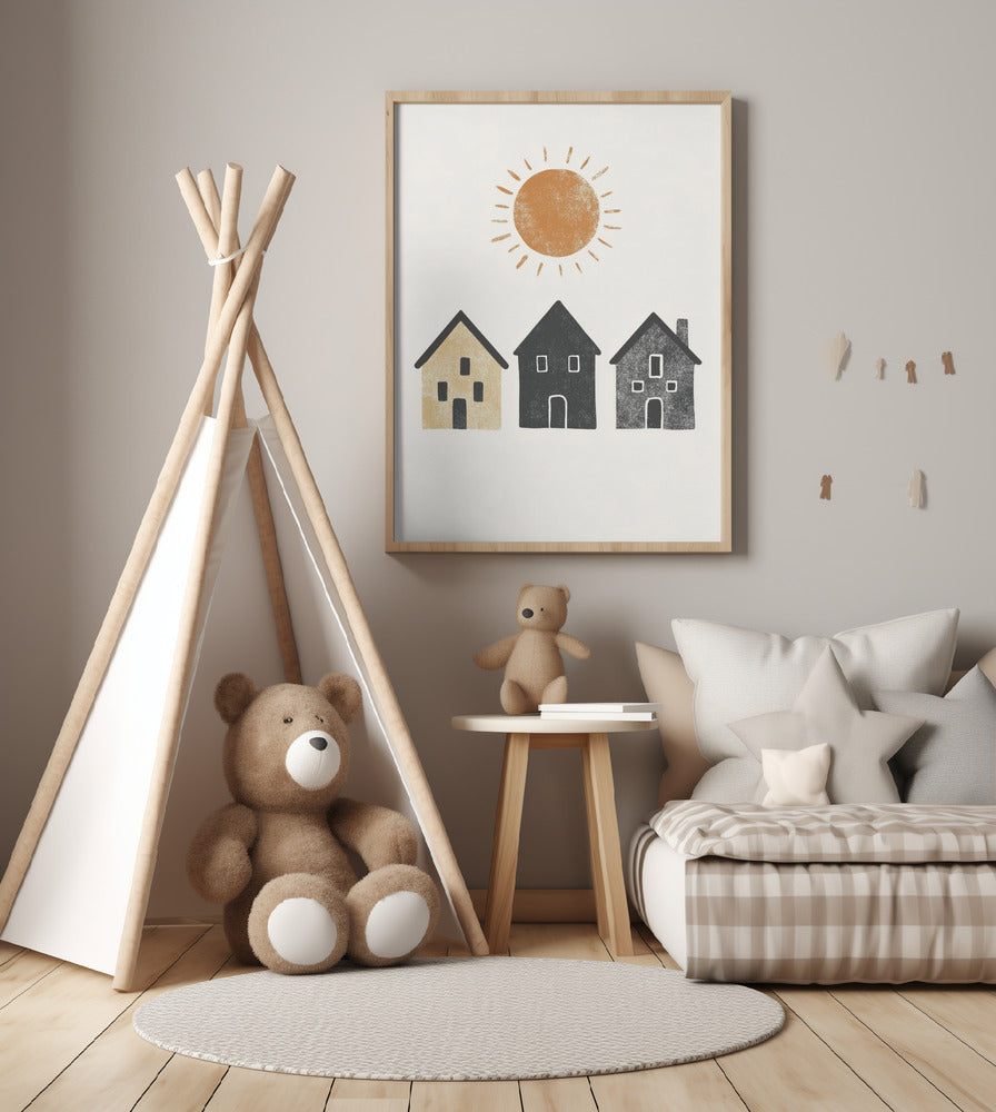Sunny Village Scene - Art Print by Treechild