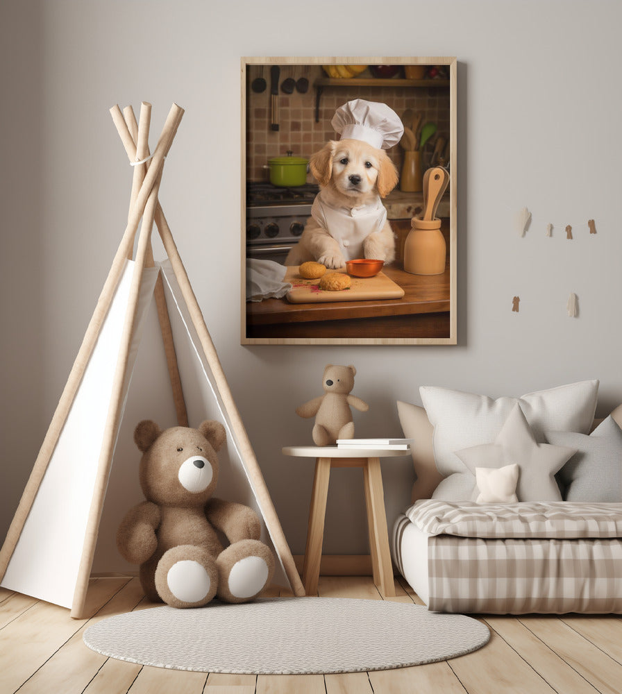 Golden Retriever Puppy Chef - Art Print by Andreas Magnusson