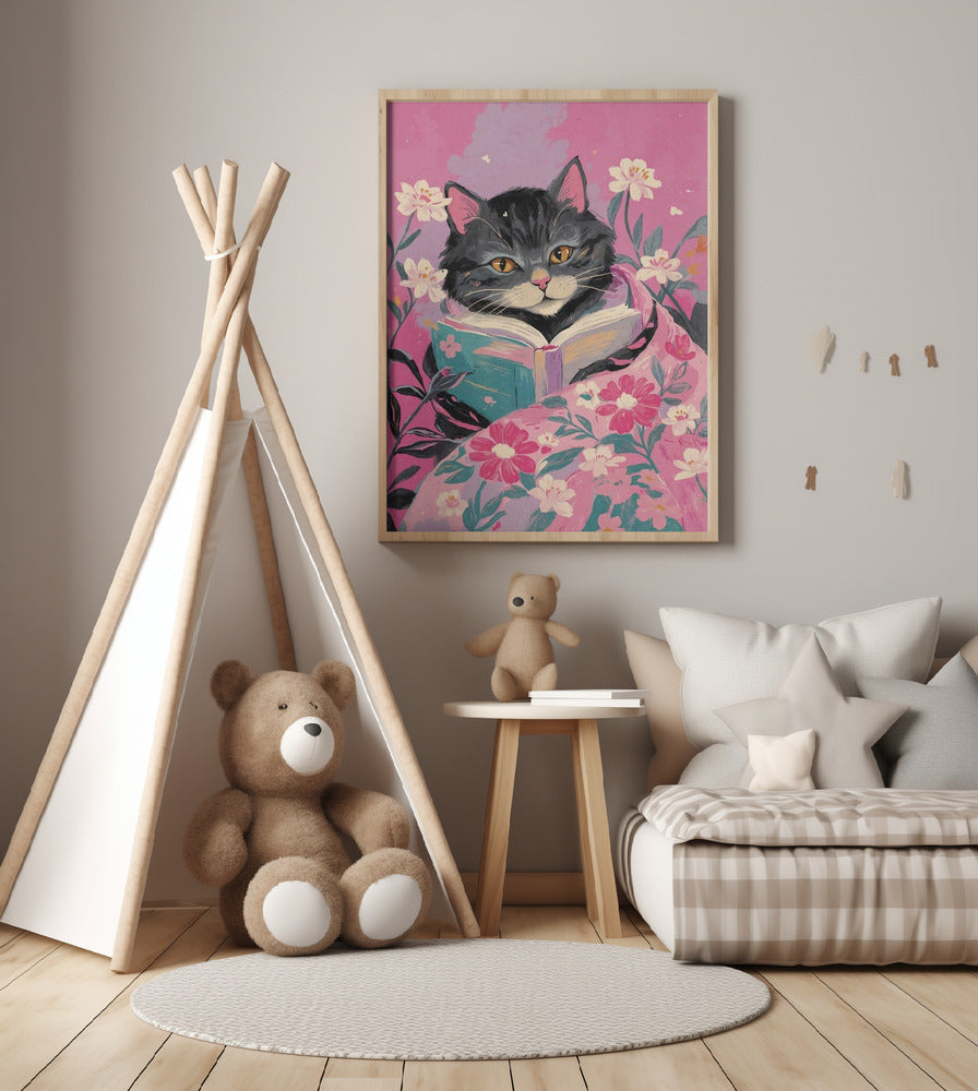 Cat With Book - Art Print by The Art Concept