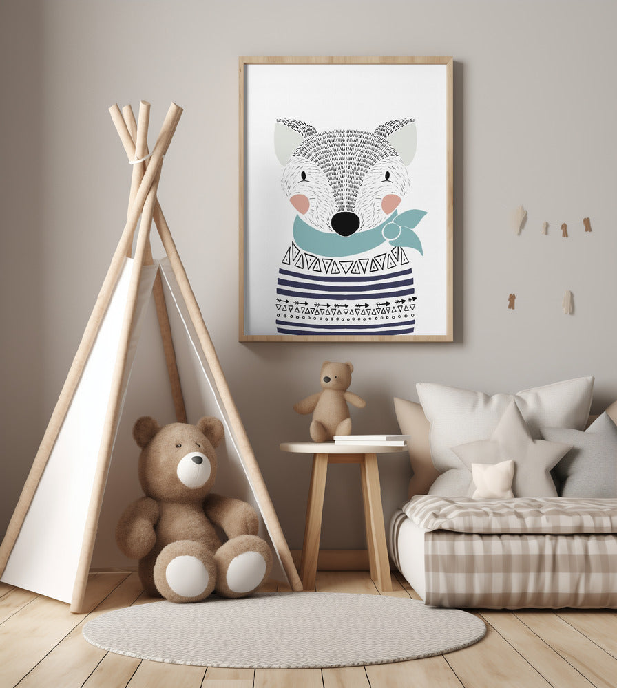 Little Scandinavian Fox - Art Print by Bainai