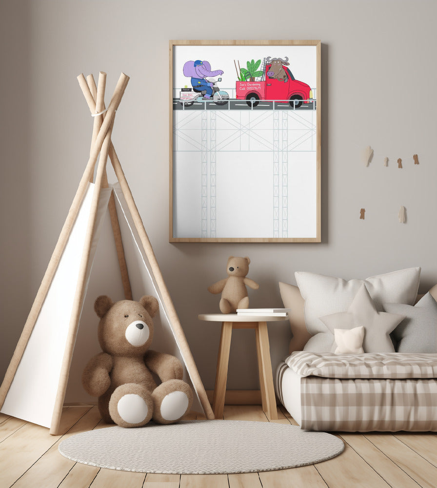 Bridge Traffic Chase - Art Print by Carla Daly