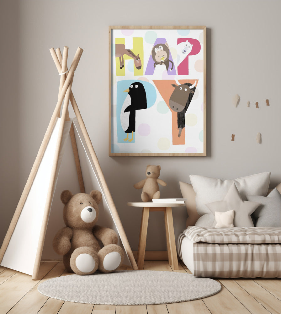 Happy! Illustrated Happy Letters by Artist Carla Daly - Art Print by Carla Daly