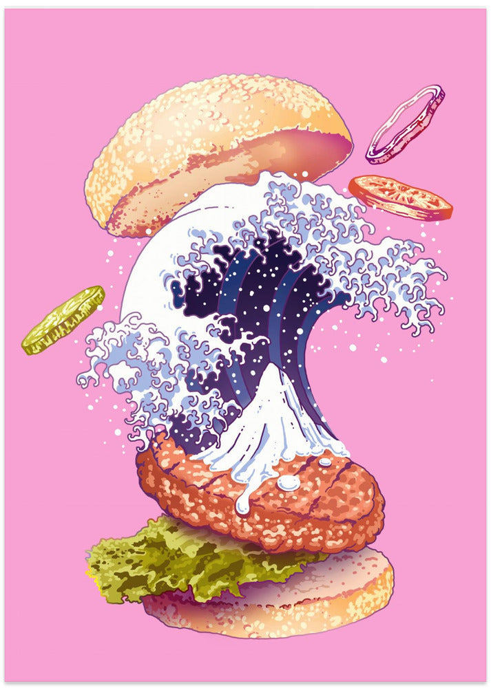 kanagawa burger - Art Print by Adam Lawless