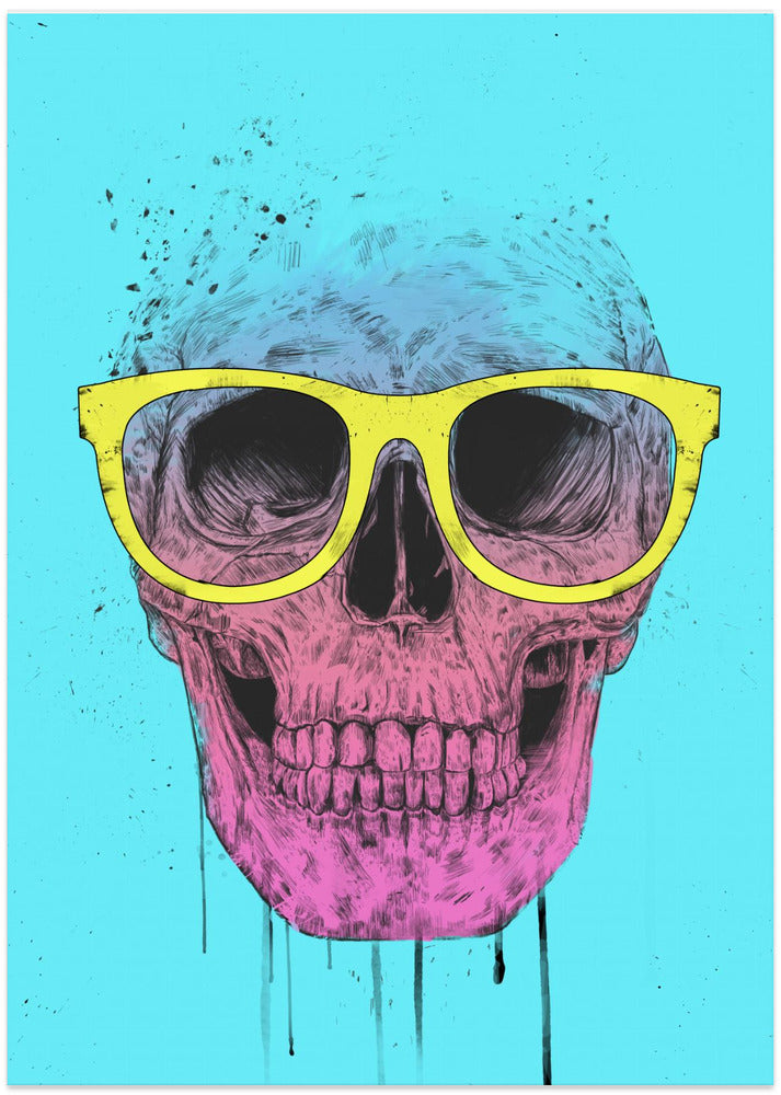 Pop art skull with glasses - Art Print by Balazs Solti