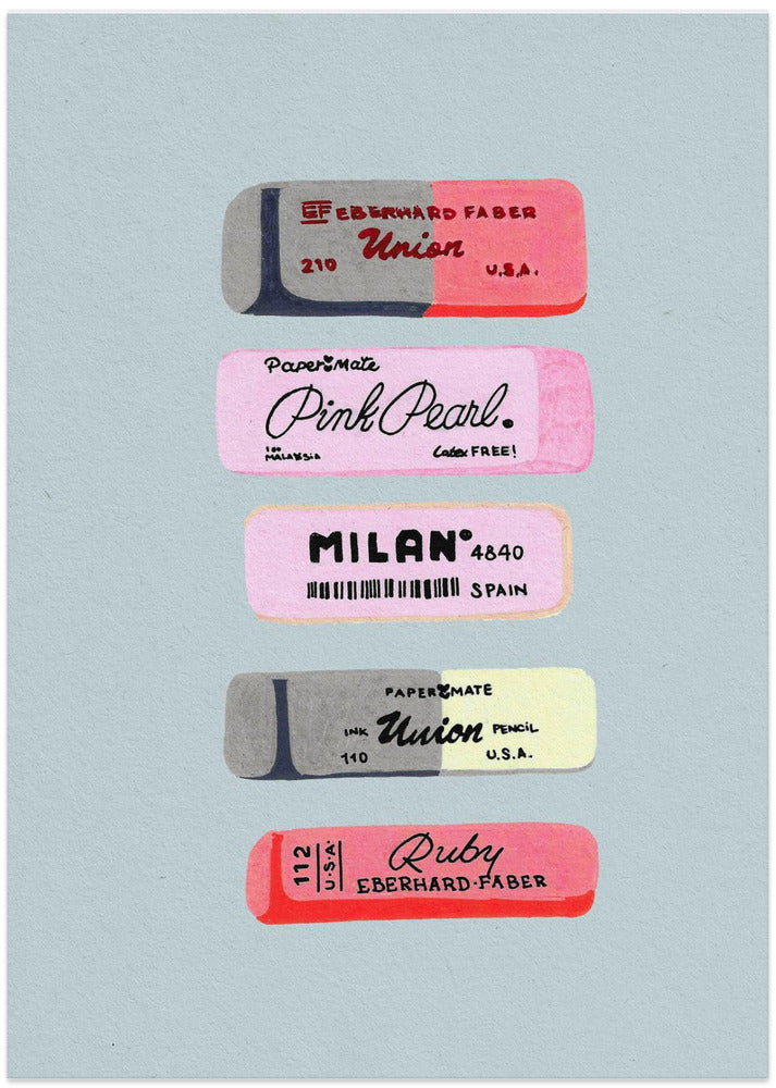 Erasers Art Print - Art Print by Studio Mandariini