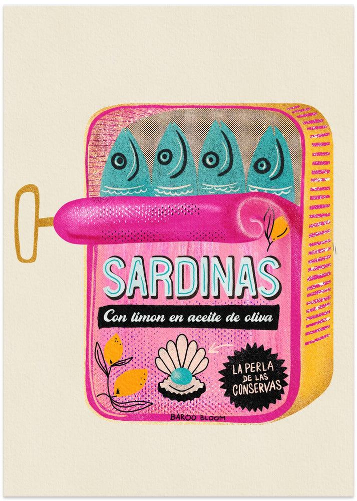 Sardines Tin Can - Art Print by Baroo Bloom