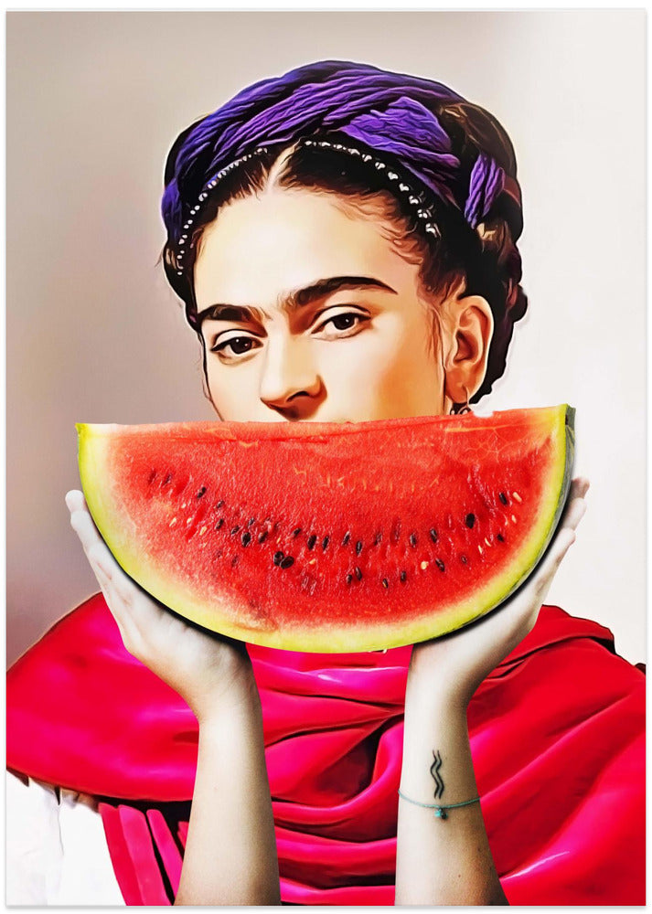 Watermelon Frida - Art Print by Dikhotomy