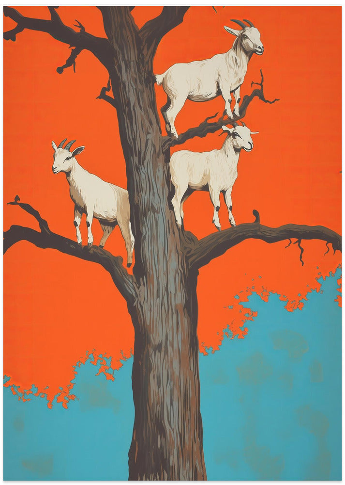 Goats In a Tree - Art Print by Andreas Magnusson