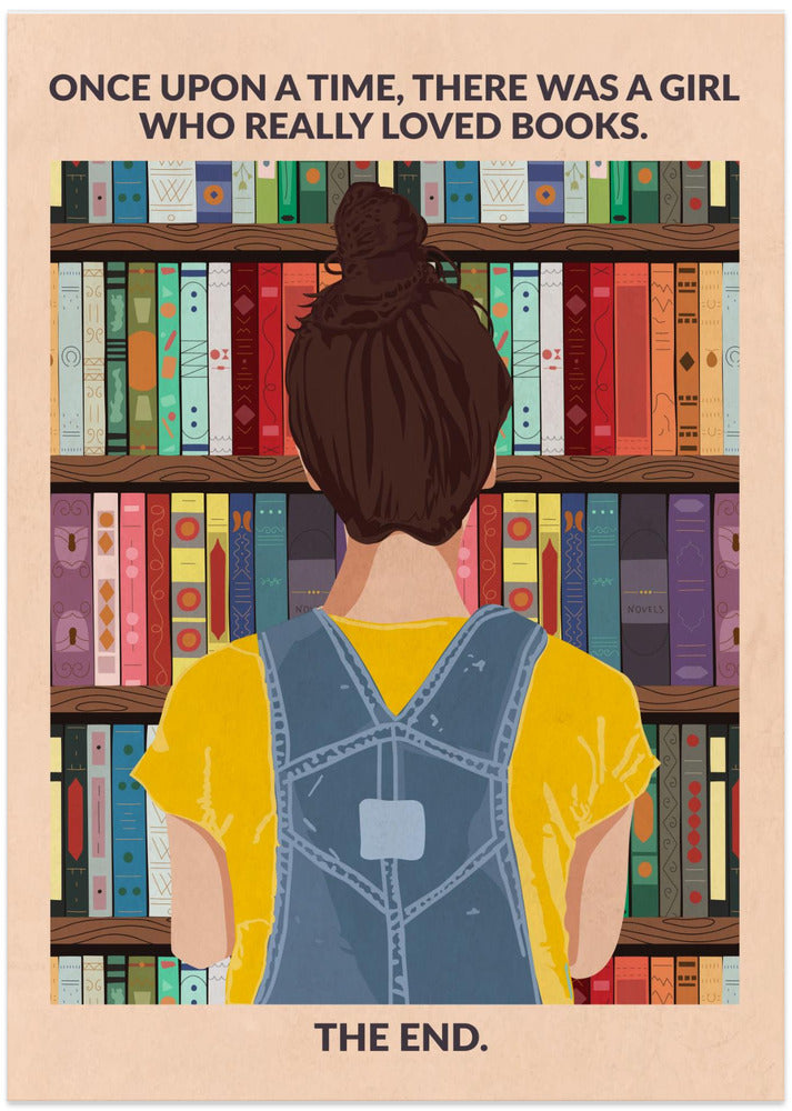 Book Girl (brunette) - Art Print by WallChart Art Studio