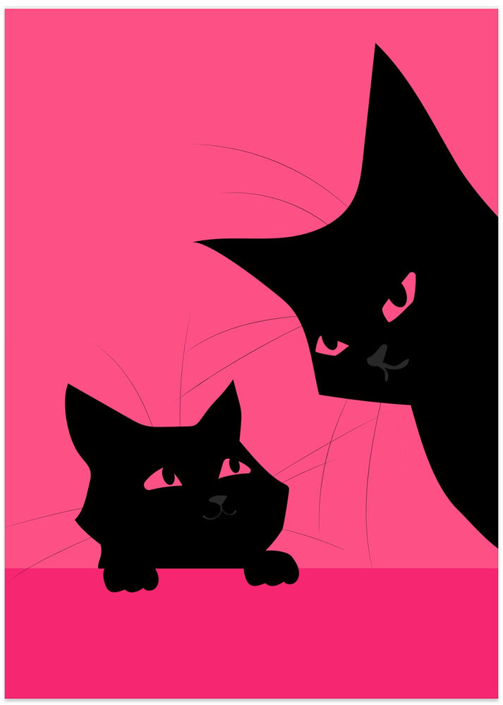 Black Cats (red) - Art Print by WallChart Art Studio