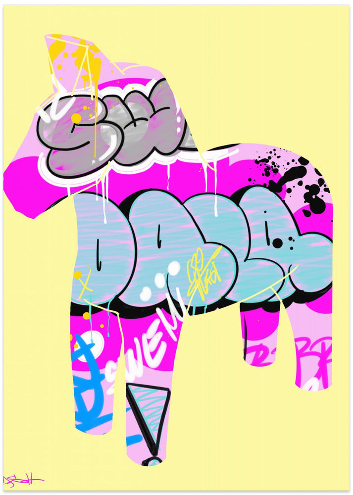 Graffiti Style Dala Horse - Art Print by Suzan Habib