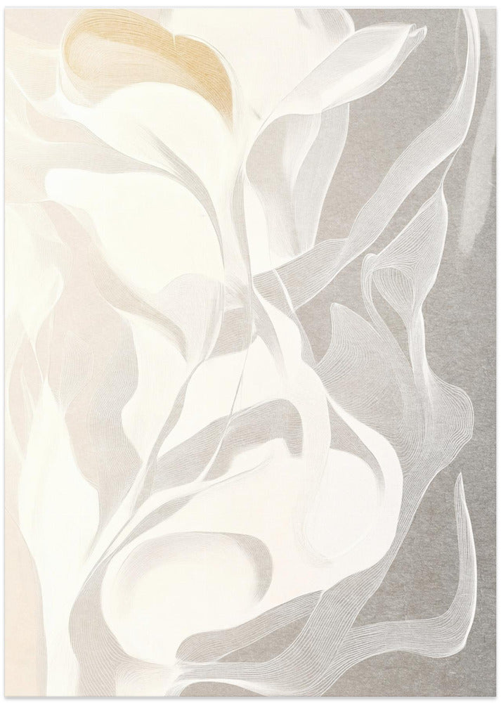 Swirling White and Gray Lines - Art Print by Alma