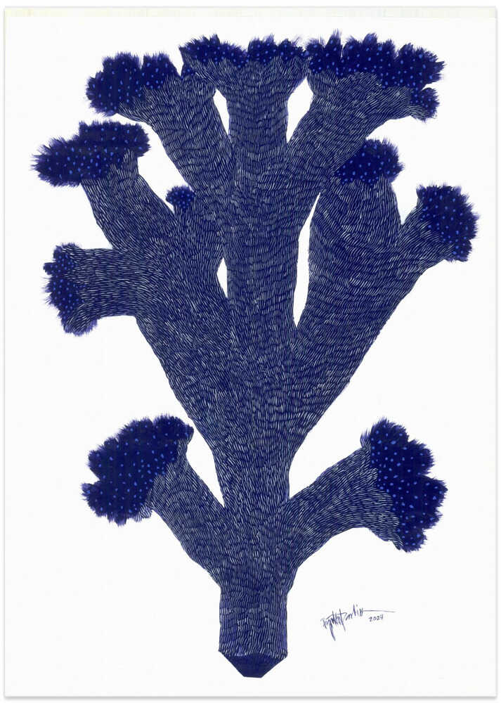 Indigo Coral Branches - Art Print by Paulina Vårregn