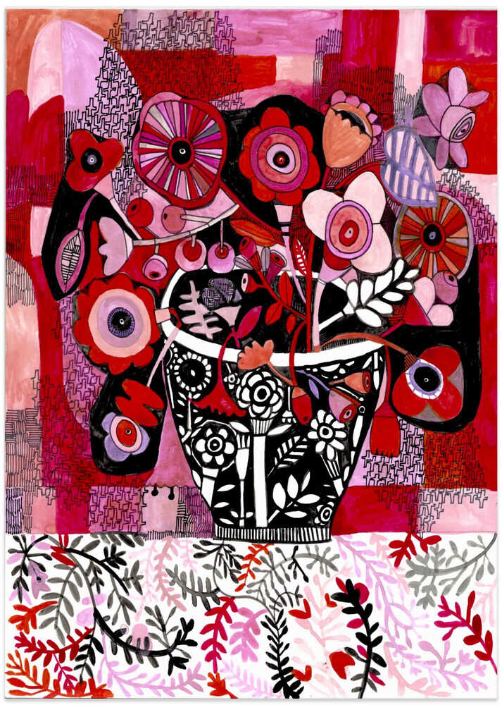 Shades of Pink Still Life - Art Print by Sharon Nullmeyer