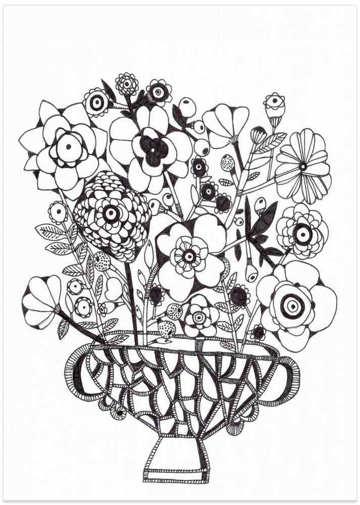Black and White with at Wisty Vase - Art Print by Sharon Nullmeyer