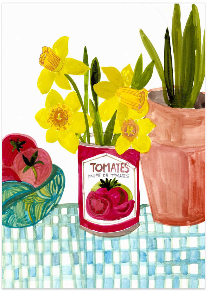 Tomatos and Daffodils - Art Print by Sharon Nullmeyer